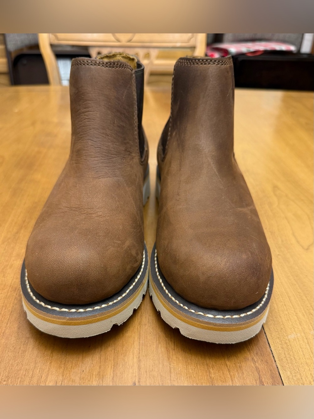 Carhartt Leather Wedge Chelsea Boots Brown | Farmhouse Cabincore Utility Fall |8 - Picture 2 of 8